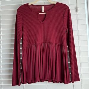 Altar'd State burgundy red long sleeve flowy top -Size Small